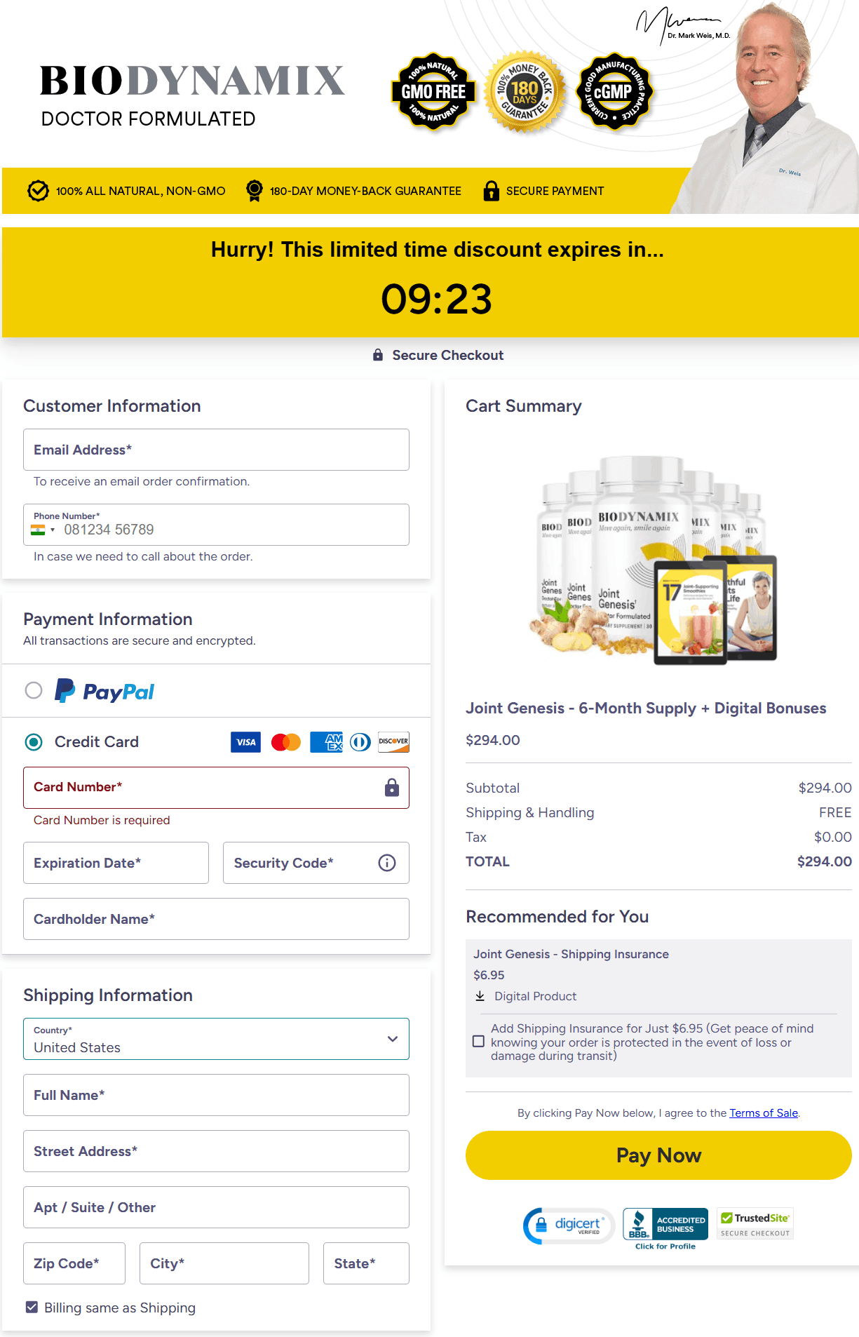 Joint Genesis™-Secure Checkout Page
